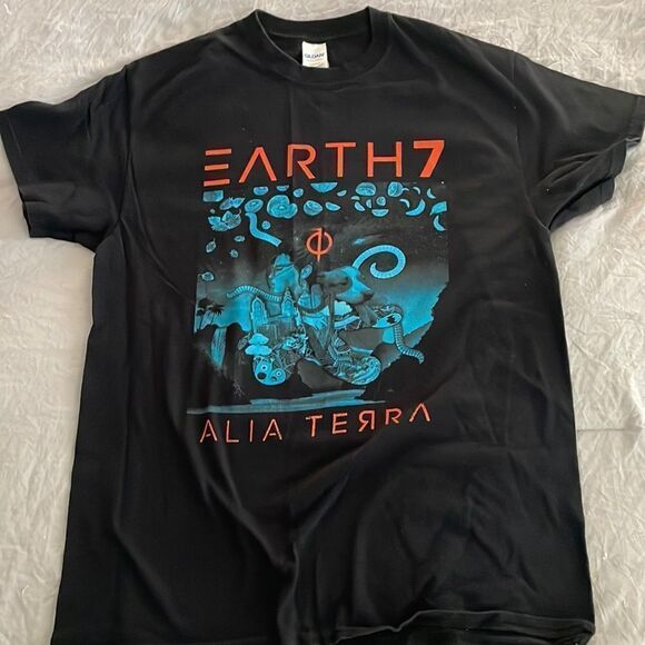 Earth 7 Band T-Shirt Alta Terra Black Graphic Tee Size M - Picture 1 of 6